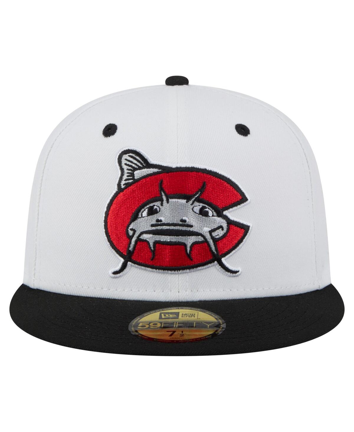 New Era Men's White/black Carolina Mudcats Authentic Collection 59fifty Fitted Hat