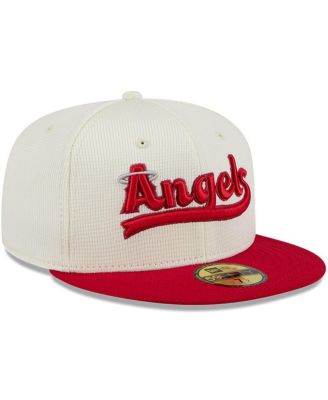 Men's Cream/Red Los Angeles Angels City Connect Batting Practice 59FIFTY Fitted Hat