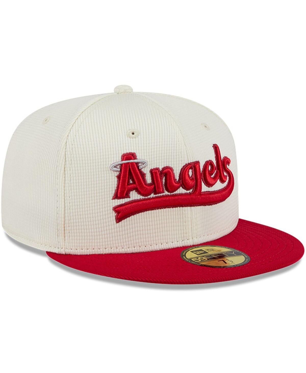 New Era Men's Cream/red Los Angeles Angels City Connect Batting Practice 59fifty Fitted Hat