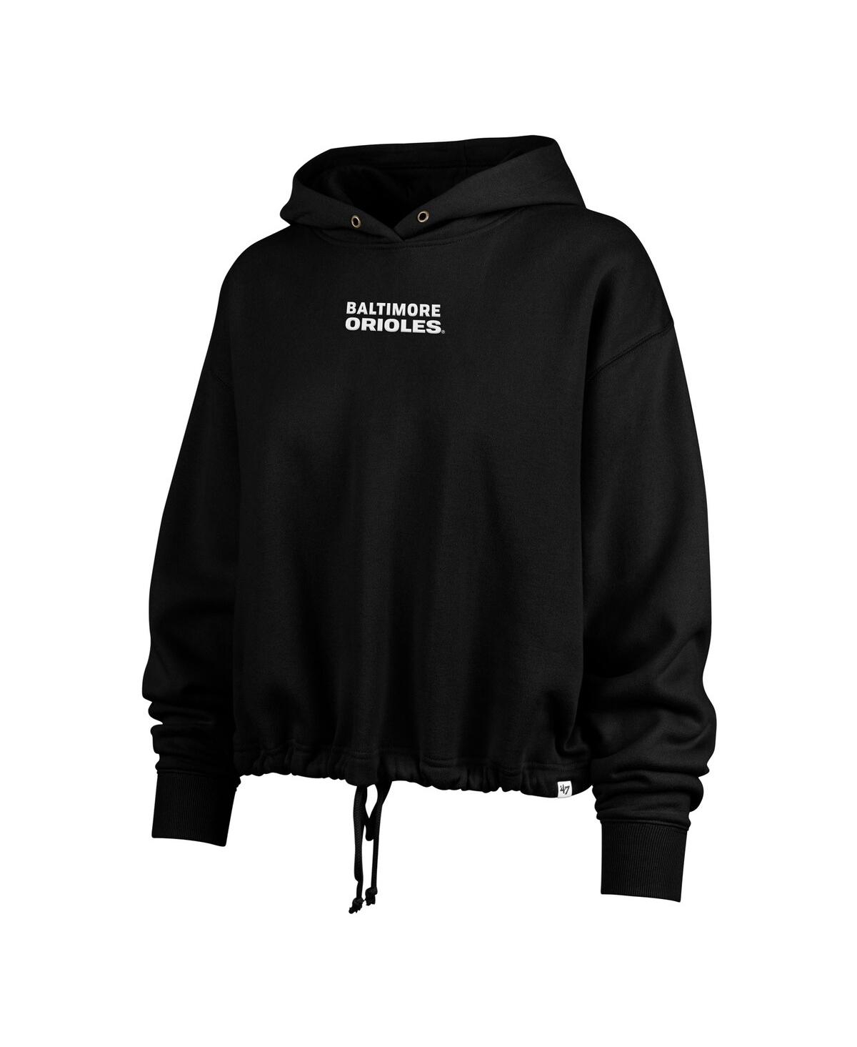 47 BRAND WOMEN'S BLACK BALTIMORE ORIOLES CITY CONNECT VENICE CROPPED PULLOVER HOODIE 