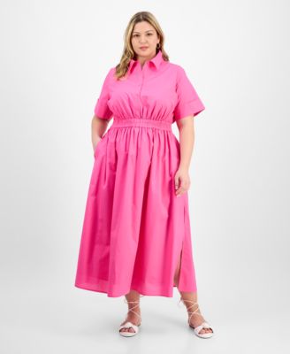 On 34th - Trendy Plus Size Short-Sleeve Popover Shirtdress