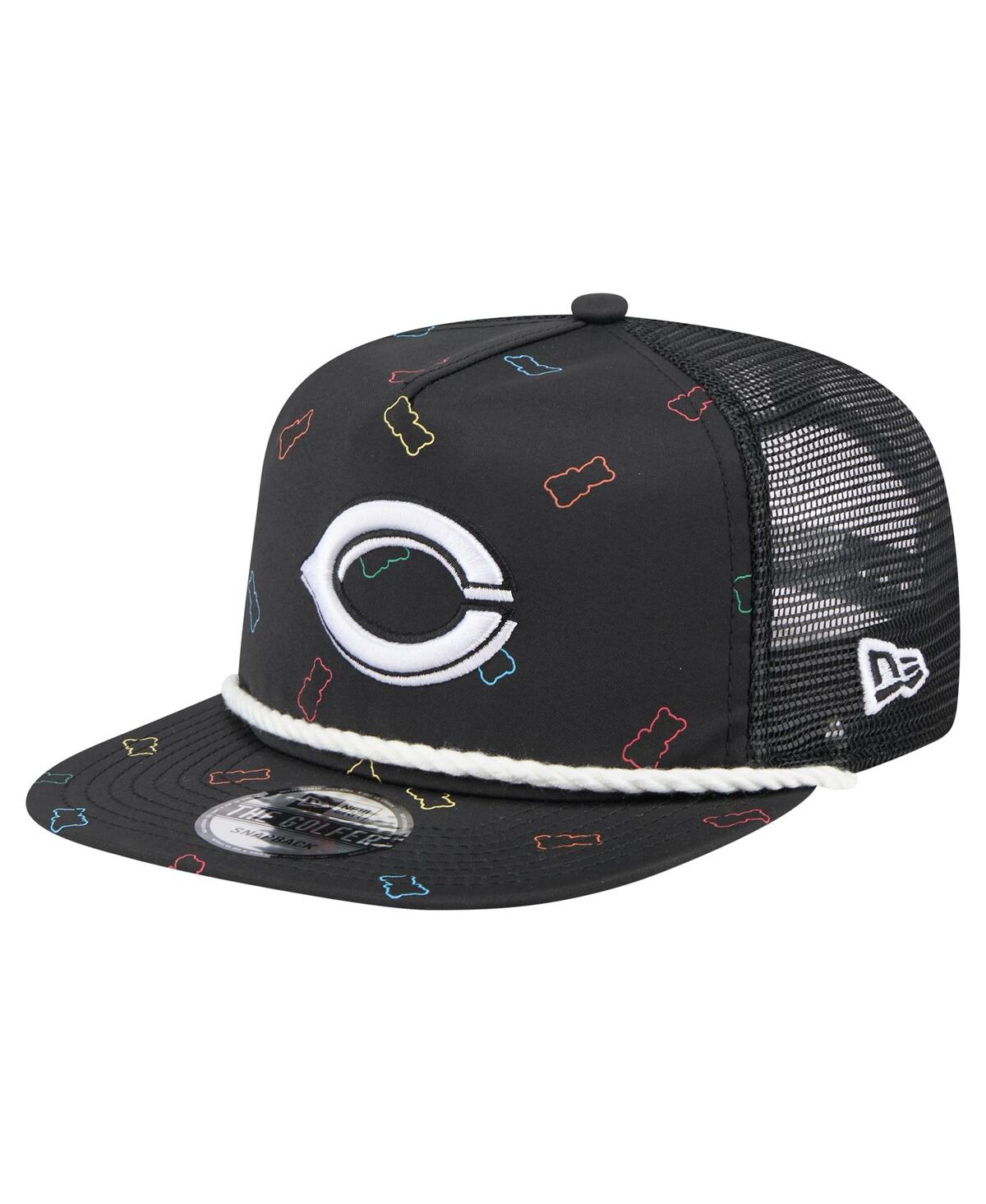 NEW ERA MEN'S BLACK CINCINNATI REDS GUMMY GOLFER TRUCKER ADJUSTABLE HAT 