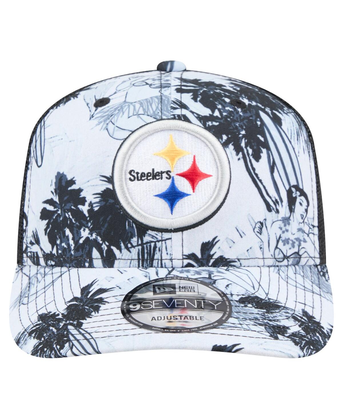 NEW ERA MEN'S BLACK PITTSBURGH STEELERS HULA TRUCKER 9SEVENTY ADJUSTABLE HAT 