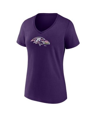 Women's Purple Baltimore Ravens Number 1 Mom Floral V-Neck T-Shirt