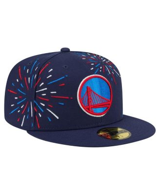 Men's Navy Golden State Warriors Americana Fireworks 59FIFTY Fitted Hat