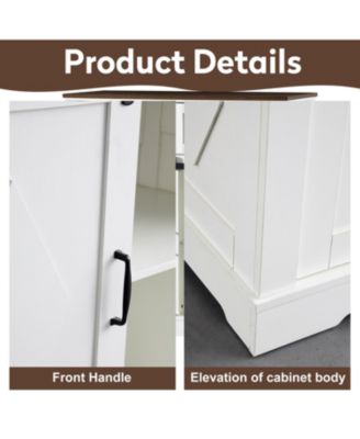 Streamdale Sliding Barn Door Sideboard Cabinet with Storage and Drawers (White and Walnut)