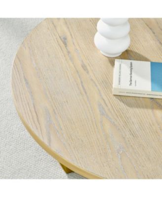 Streamdale 36" Round Coffee Table, Wooden Coffee Tables for Living Room Reception Room Bedroom (Oak Color)