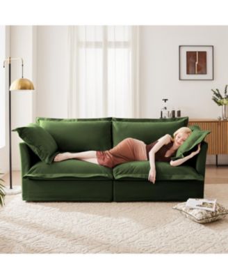 1 Pc. Chenille Upholstered Deep Seat with Detachable Cover 2-Seater Sofa