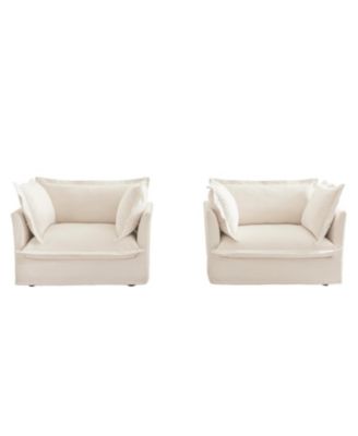 Chenille Armchair Set (2), Deep-Seated and Soft for Living, Reading & More