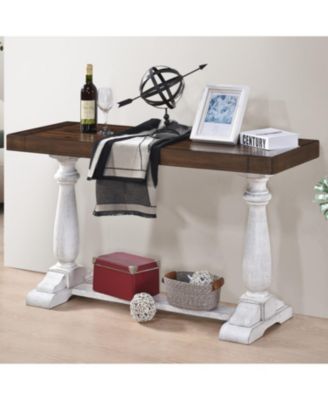 30" Weathered Wood Pedestal Leg Farmhouse Retro Console Table