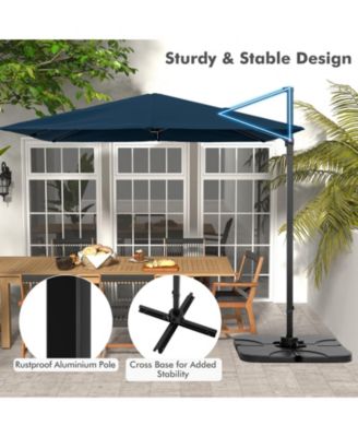 9.5 Feet Square Patio Cantilever Umbrella with 360° Rotation