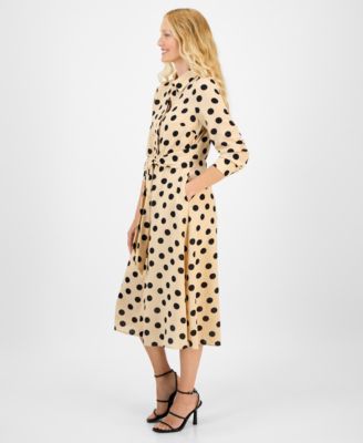 Women's Dot-Print Tie-Waist Shirtdress