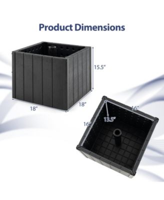 2-in-1 Outdoor Umbrella Base Planter Patio Umbrella Stand with Flower Box-Black