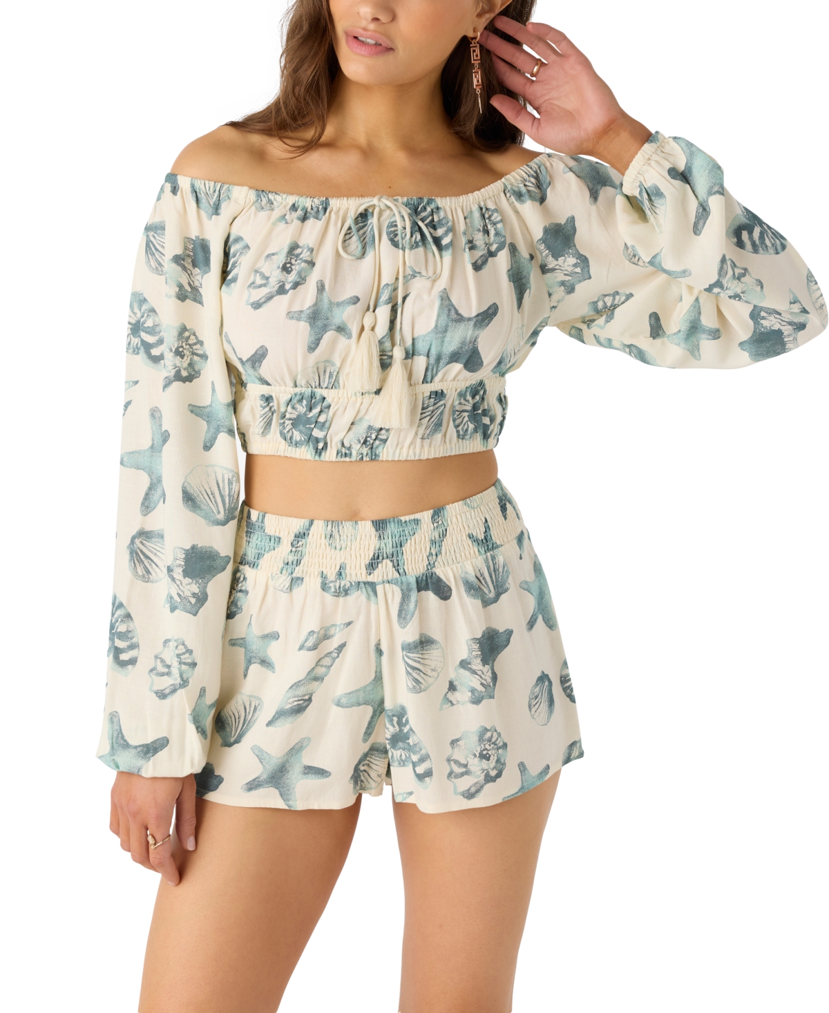 O'neill Juniors' Kammie Seashell-print Crop Top