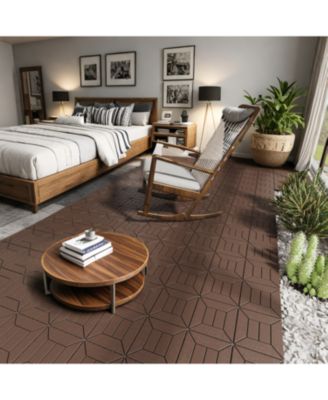 Streamdale 12" Patio Deck Tiles, DIY Interlocking, Indoor/Outdoor, Easy Install, 44pcs Red Brown