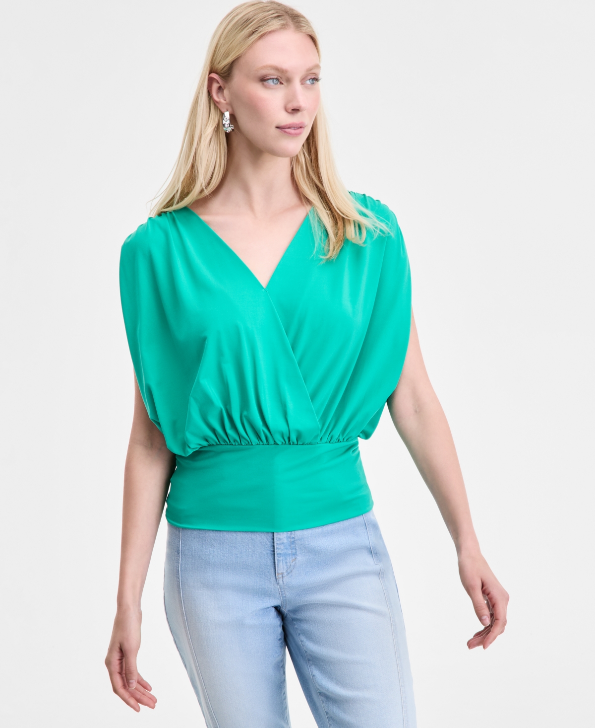 Inc International Concepts Women's Surplice V-neck Top, Exclusively At Macy's In Blue