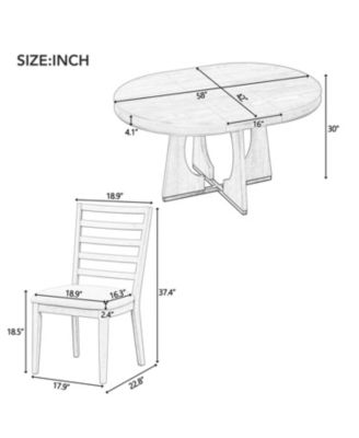 Streamdale 5-Piece Geometric Dining Set with Extendable Table