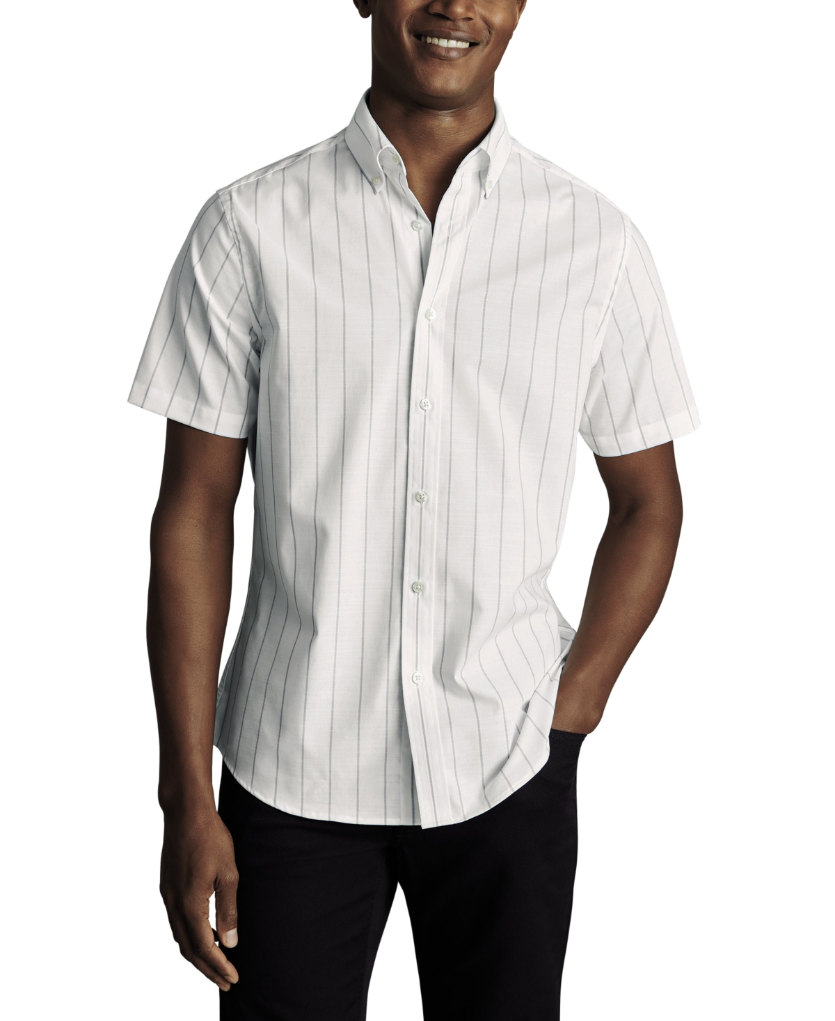 Men's Stripe Poplin Shirt - White / Blue Pinstripe