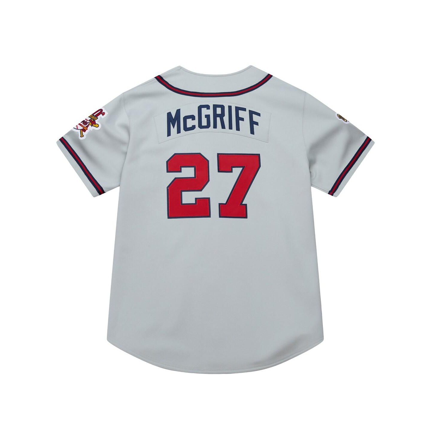 Мужской топ Mitchell & Ness Fred McGriff Gray Atlanta Braves 1995 Throwback Authentic Jersey — фото 3