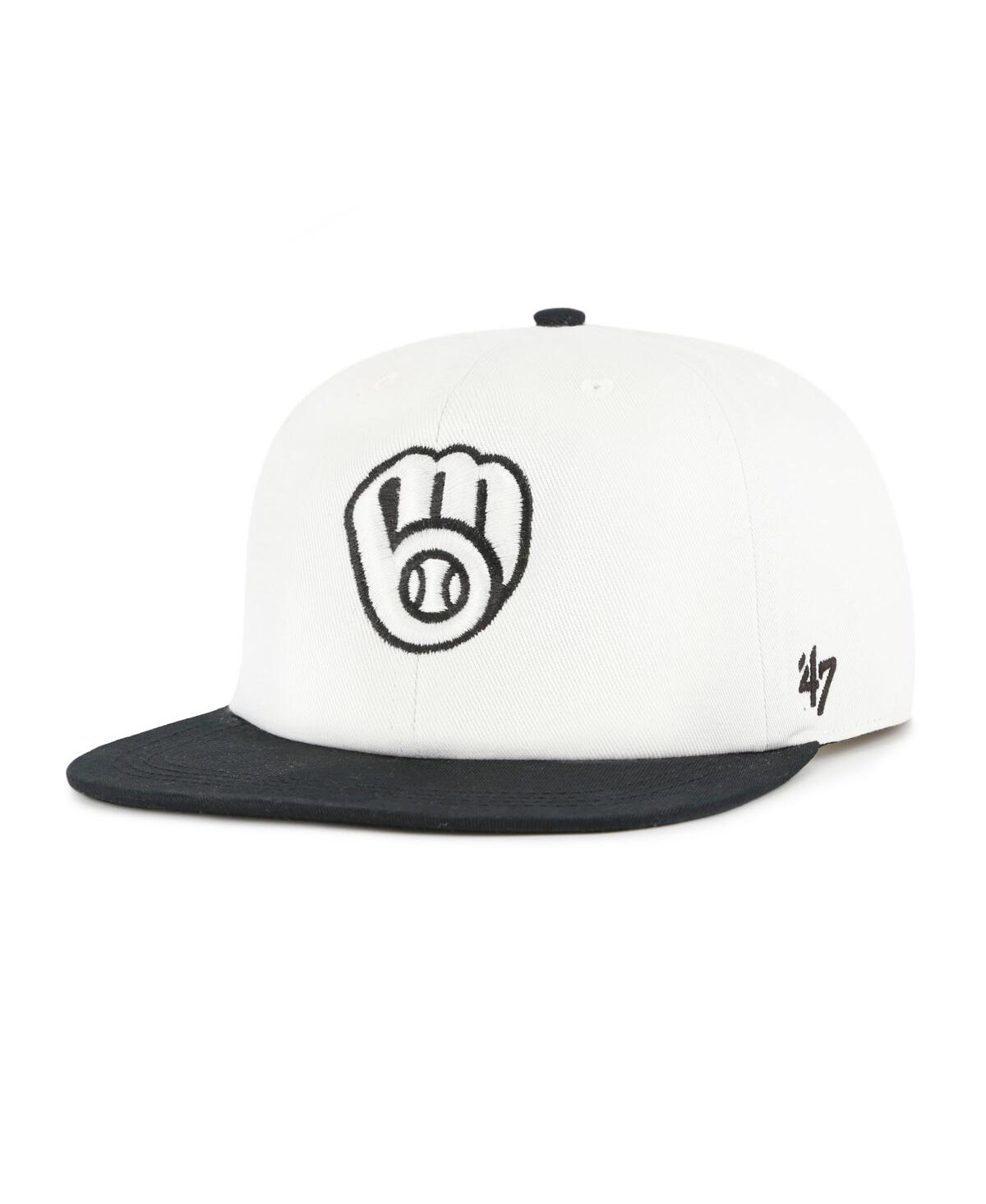 47 Brand Men's White/black Milwaukee Brewers Foundation Captain Snapback Hat