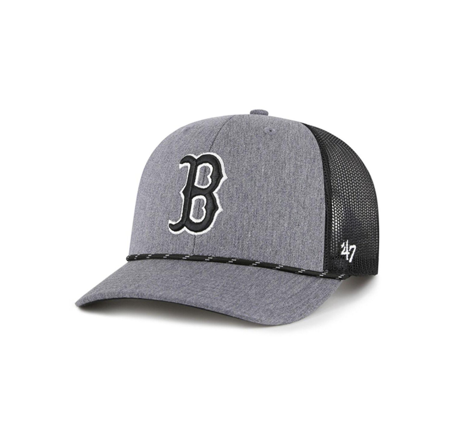 Men's Charcoal Boston Red Sox Carbon Rope Trucker Adjustable Hat