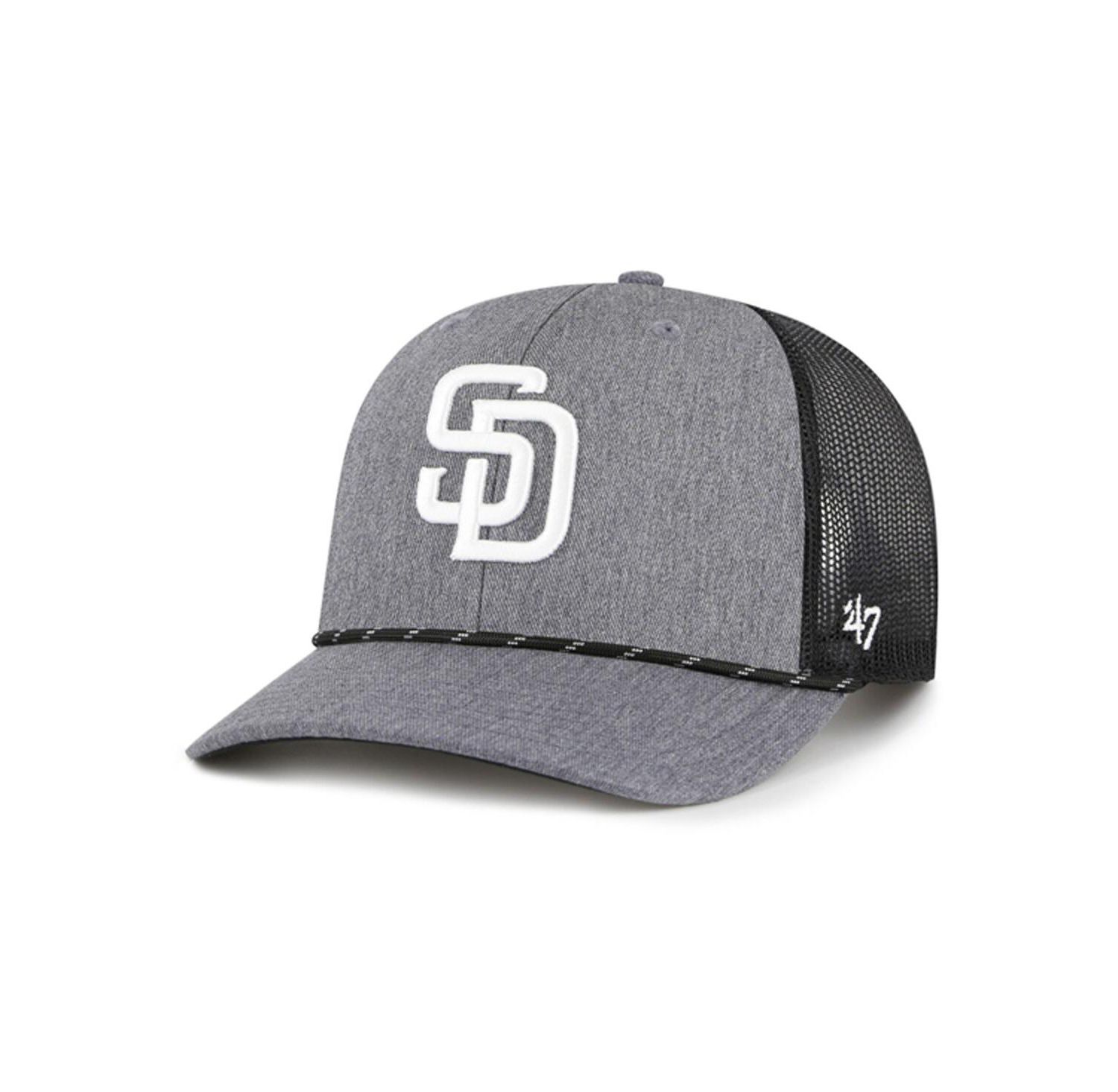 Men's Charcoal San Diego Padres Carbon Rope Trucker Adjustable Hat