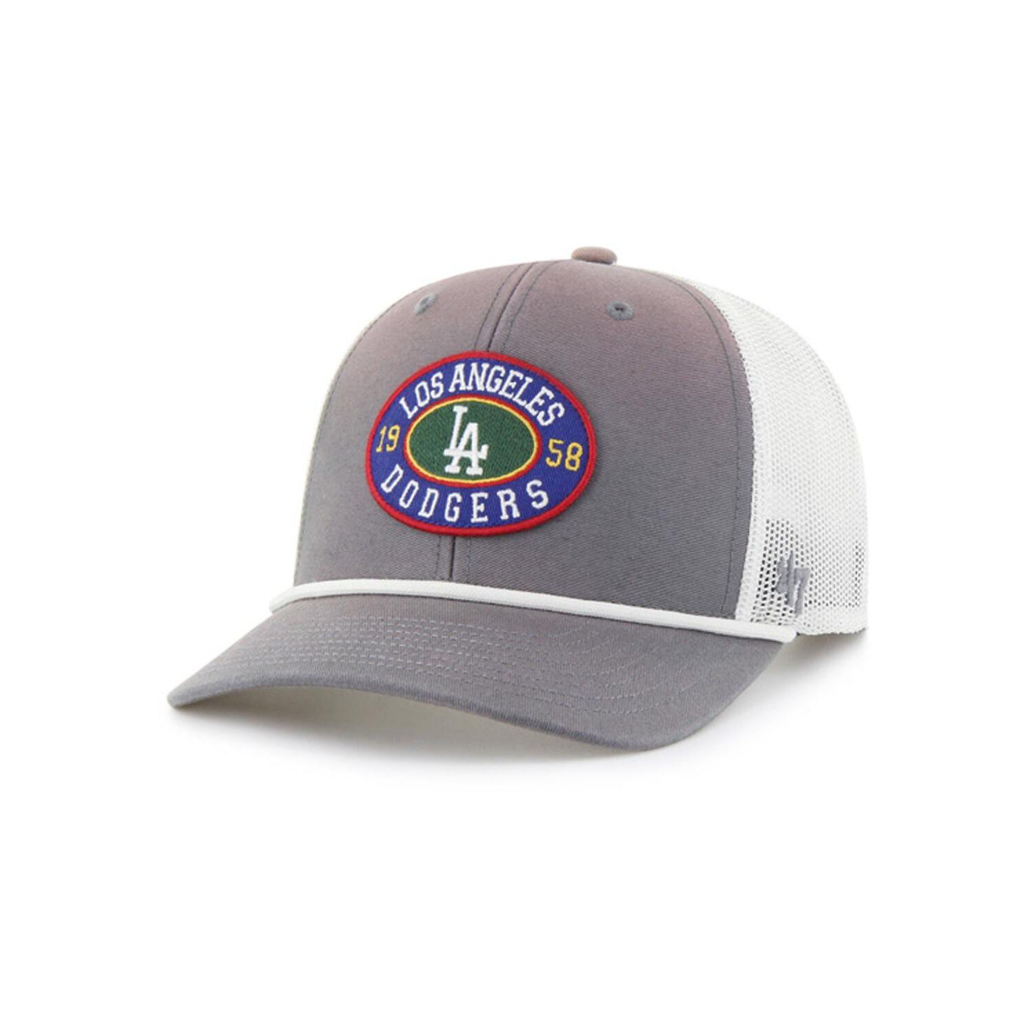 Men's Gray/White Los Angeles Dodgers Tide Sweep Rope Trucker Adjustable Hat