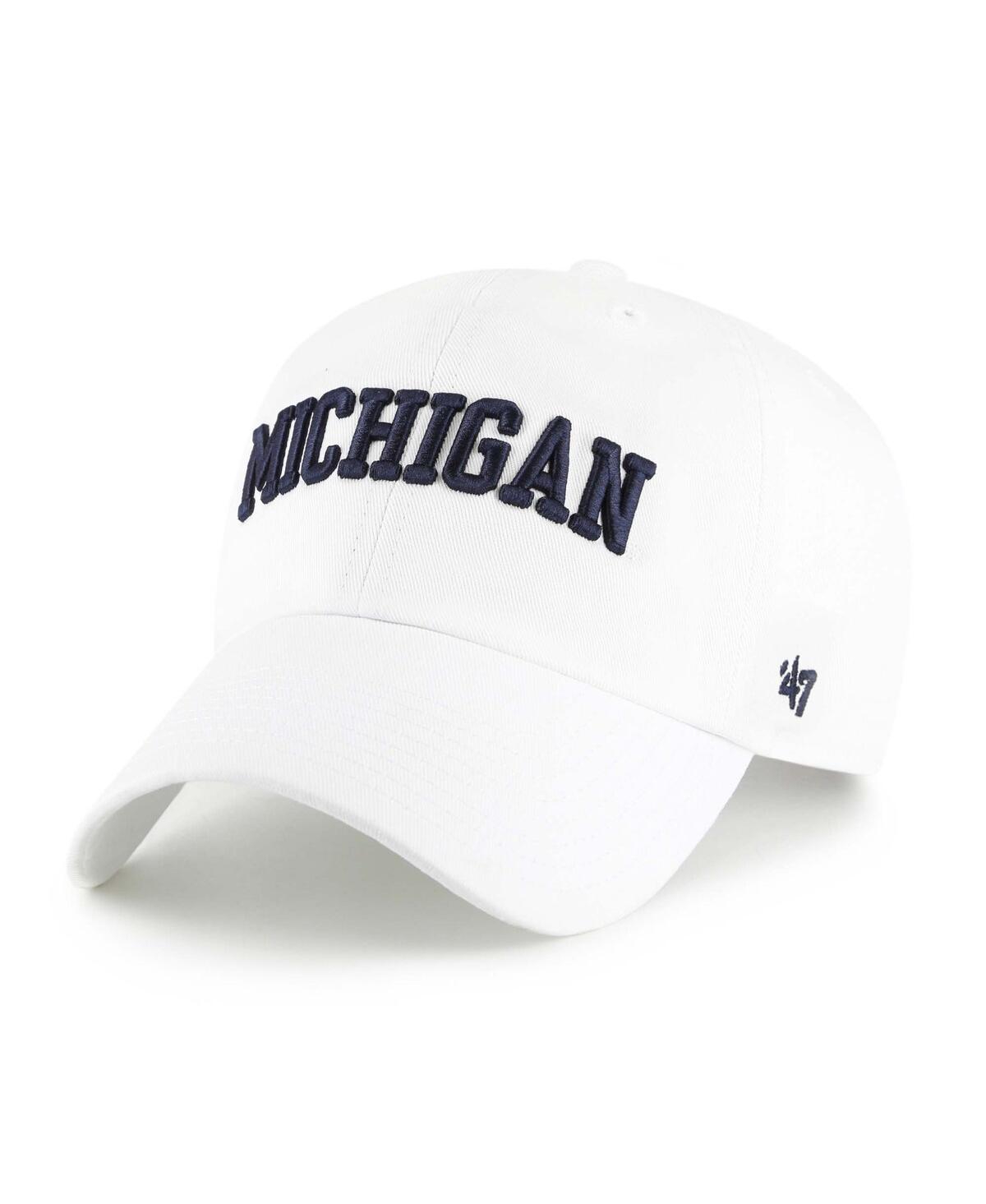 47 Brand Men's White Michigan Wolverines Clean Up Adjustable Hat