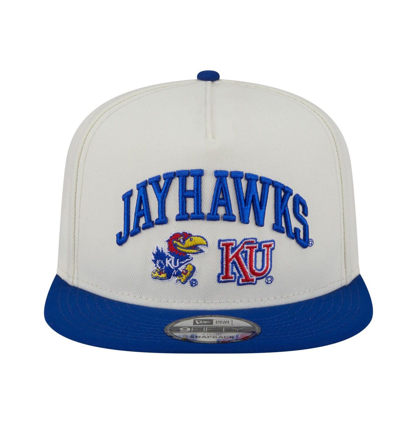 Мужская кепка New Era White Kansas Jayhawks Collegiate 9FIFTY A-Frame Snapback Hat — фото 2