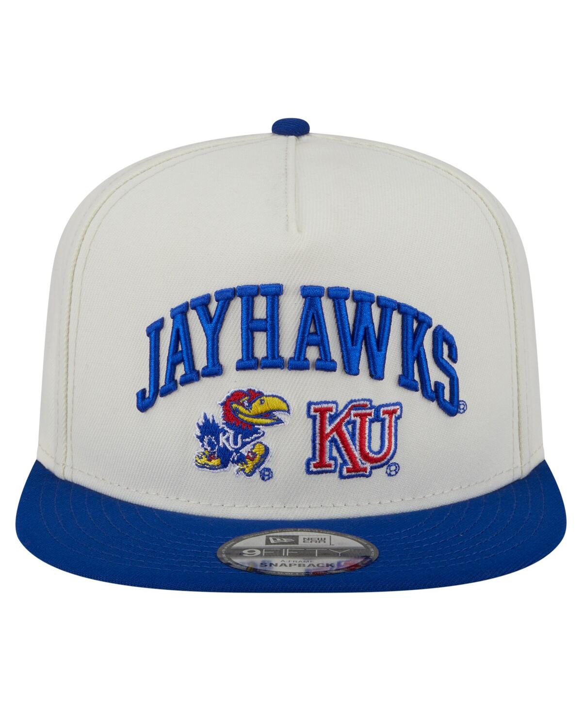 NEW ERA MEN'S WHITE KANSAS JAYHAWKS COLLEGIATE 9FIFTY A-FRAME SNAPBACK HAT 