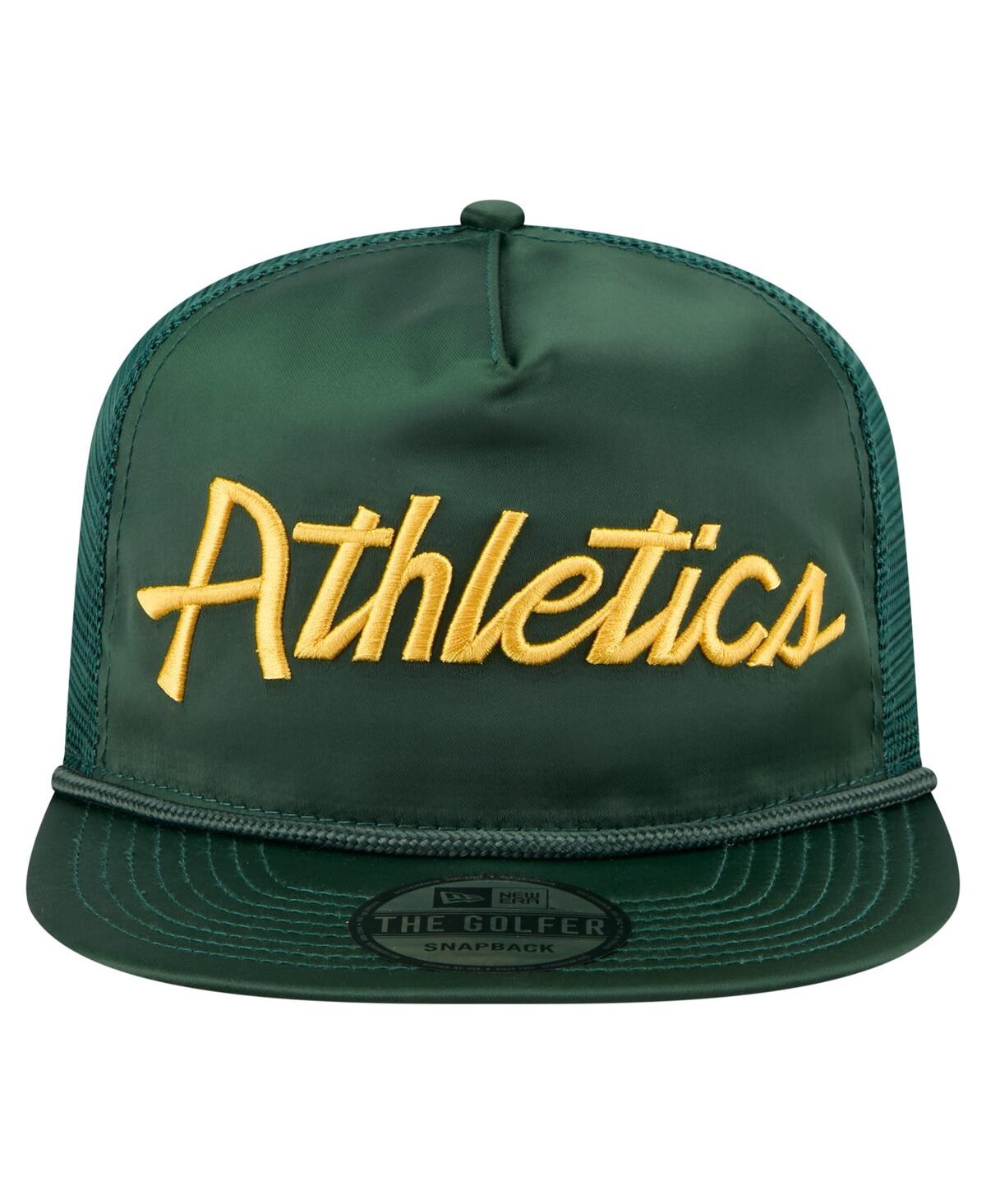 NEW ERA MEN'S GREEN ATHLETICS RETRO SATIN SCRIPT GOLFER ADJUSTABLE HAT 