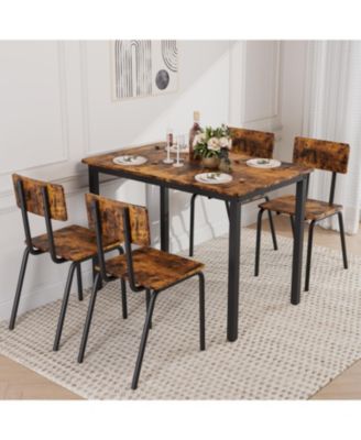 5-Piece Dining Set for 4 Kitchen Table & Chairs, Metal & MDF, Compact