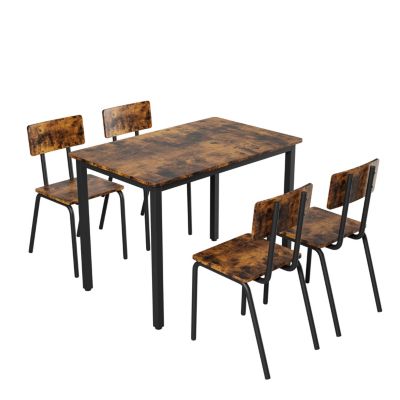 5-Piece Dining Set for 4 Kitchen Table & Chairs, Metal & MDF, Compact
