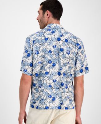 Men's Eligino Relaxed Fit Short Sleeve Abstract Print Button-Front Camp Shirt