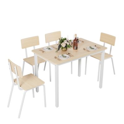 5-Piece Dining Set for 4 Kitchen Table & Chairs, Metal & MDF, Compact