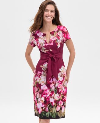 Women's Floral-Print Tie-Front Sheath Dress