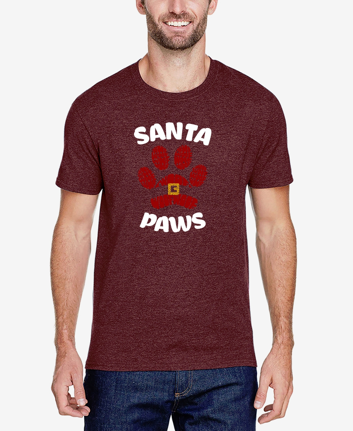 La Pop Art Men's Santa Paws Premium Blend Word Art T-shirt