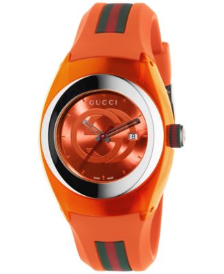 Gucci unisex black swiss sync gucci striped rubber strap watch best sale