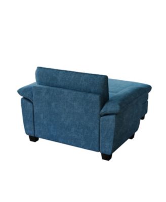 Streamdale 51" Blue Chenille Chaise Lounge with Ottoman & Storage