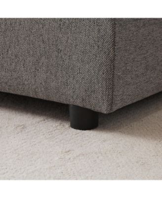 Streamdale 100" Convertible L-Shaped Linen Sofa with Ottoman & Cushions - Gray