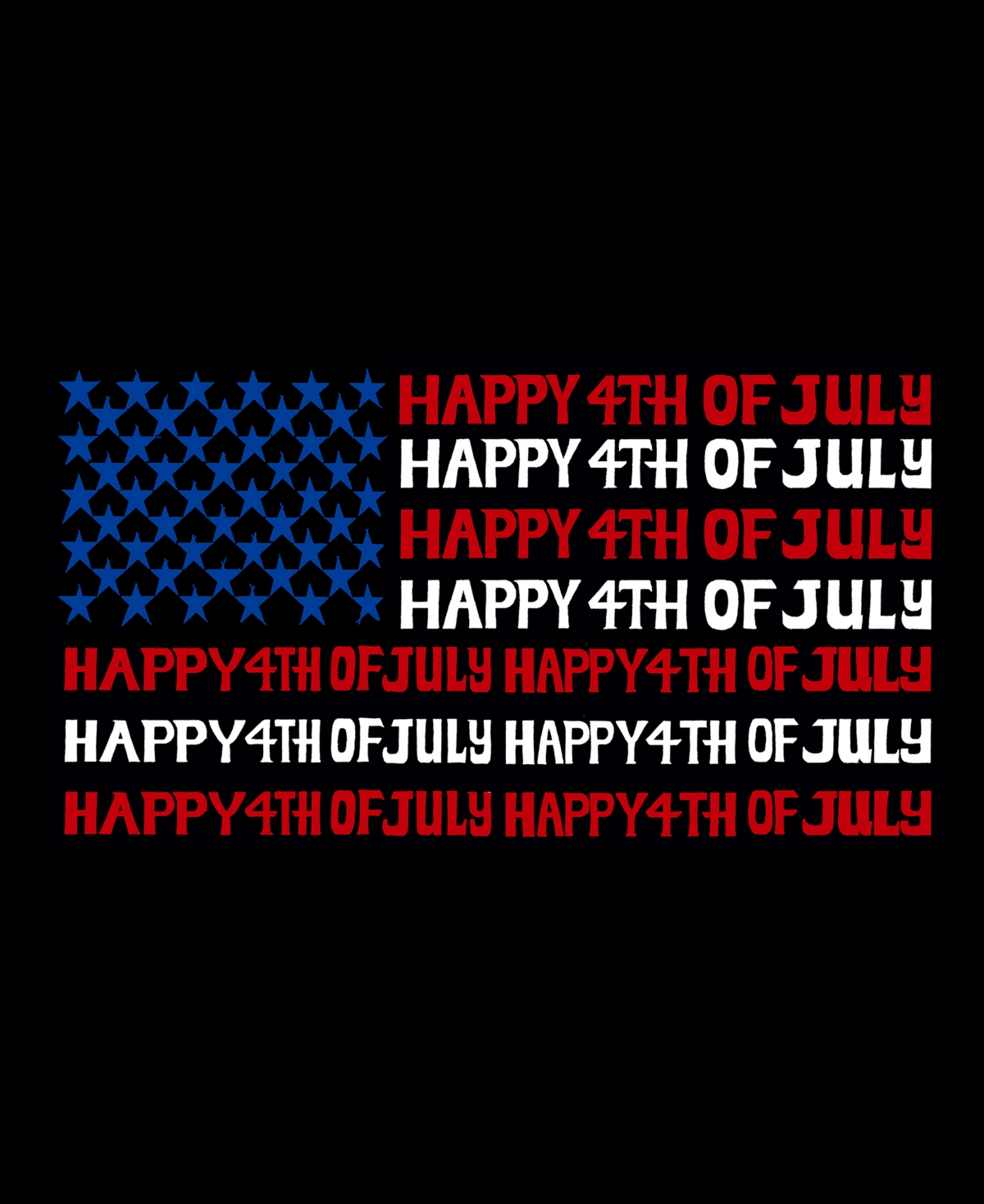 La Pop Art Men's Happy 4th Of July Word Art Crewneck Sweatshirt