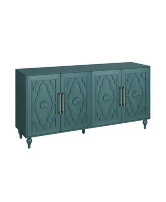 63" Storage Cabinet with Carved Doors & Adjustable Shelves
