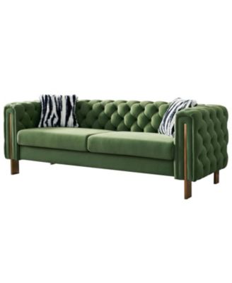 Streamdale Chesterfield Modern Tufted Velvet Living Room Sofa, 84.25"W Couch, Mint Green
