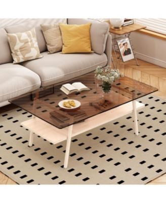 Tempered Glass Coffee Table with End Table