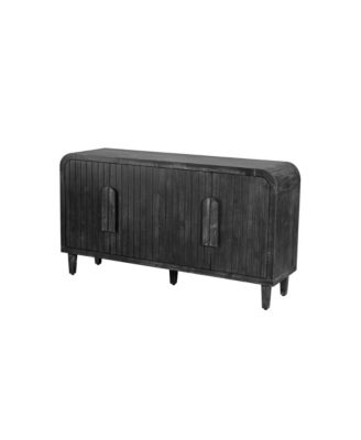 59" Curved Vintage Sideboard with Large Handles and Adjustable Shelves (Antique Black)