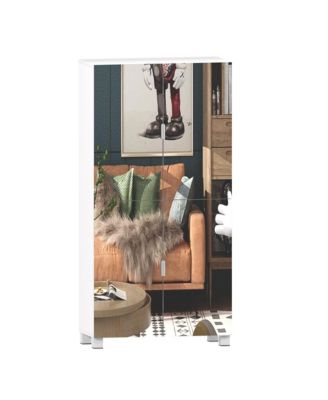 4-Drawer Shoe Cabinet with Mirror and 4-Door Closet (White