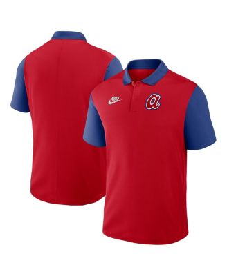 Men's Red/Royal Atlanta Braves Cooperstown Collection Color-Block Victory Performance Polo Shirt