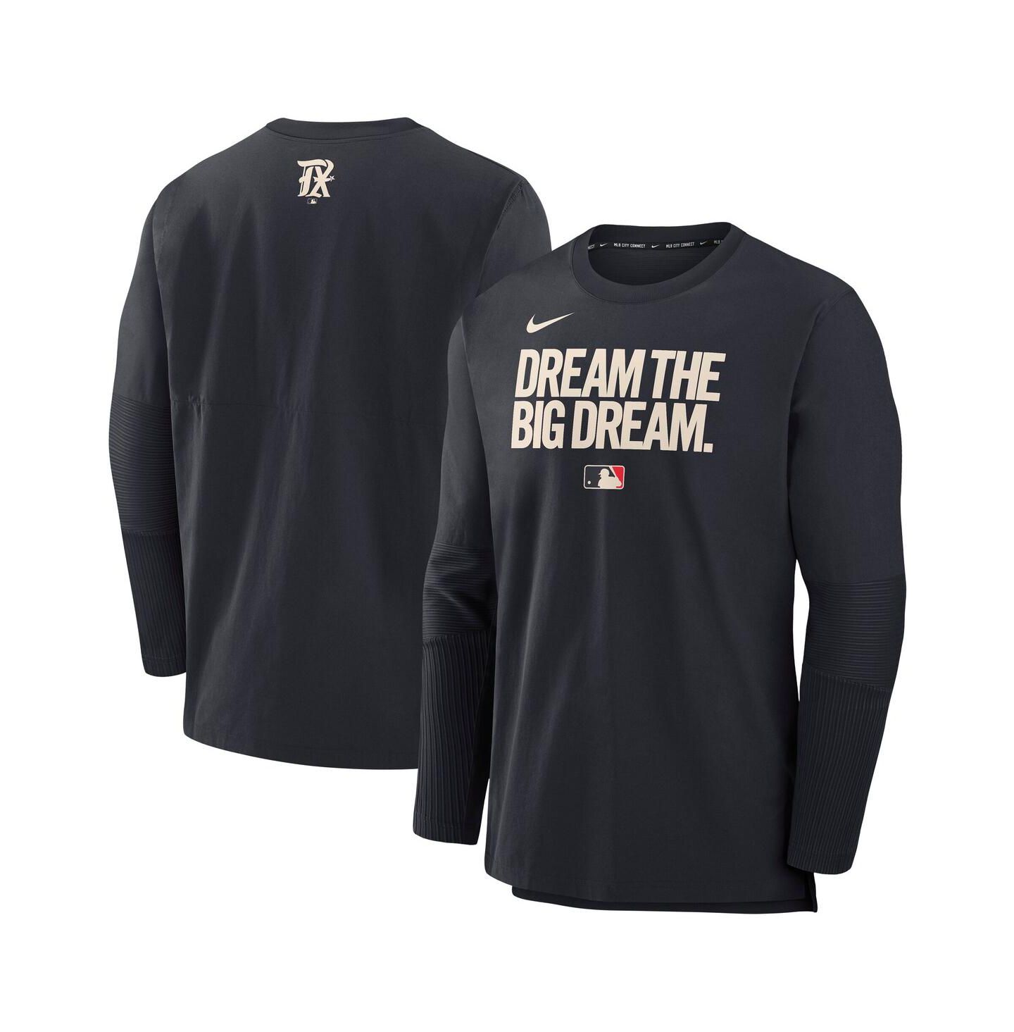 Мужская футболка Nike Black Texas Rangers Authentic Collection City Connect Lightweight Player Tri-Blend Performance Long Sleeve — фото 1