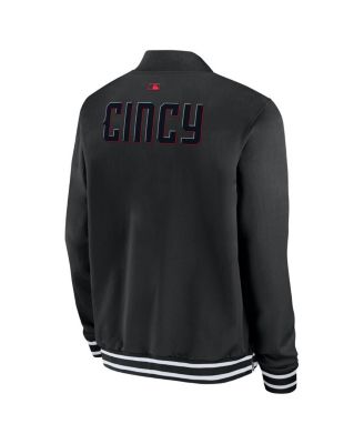 Men's Black Cincinnati Reds Authentic Collection City Connect Full-Zip Bomber Jacket