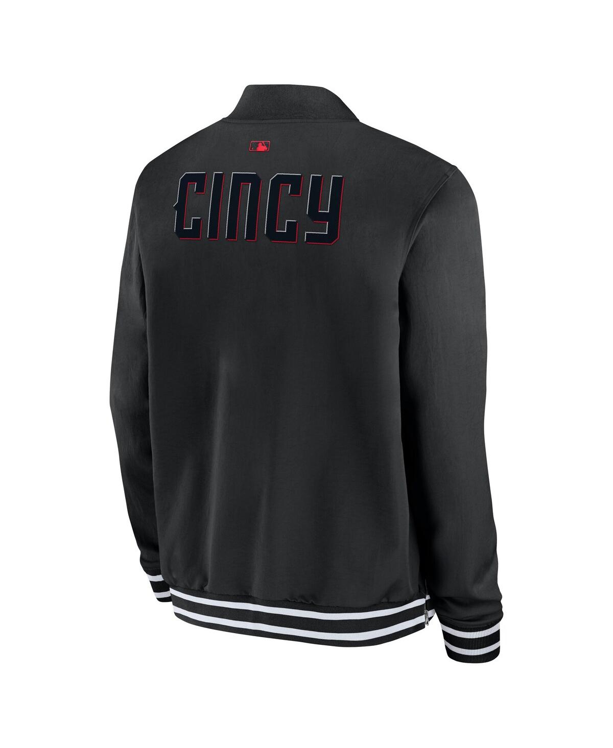 Nike Men's Black Cincinnati Reds Authentic Collection City Connect Full-zip Bomber Jacket In Black